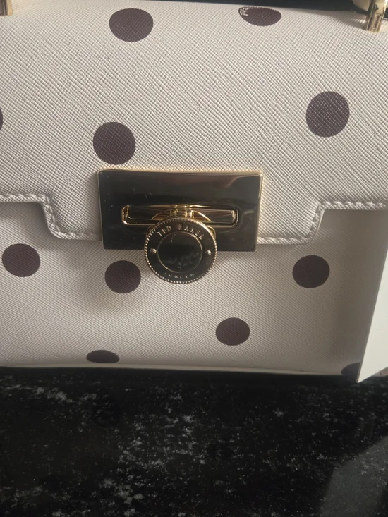 Ted Baker Cream Polka Dot Top-Handle Crossbody with Gold Hardware - Picture 5 of 5